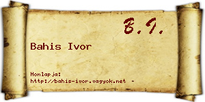 Bahis Ivor névjegykártya